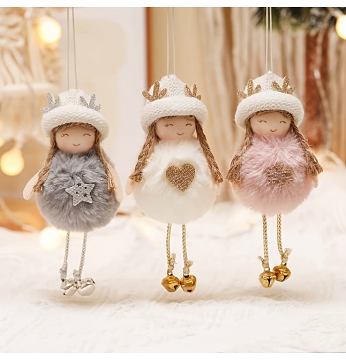 1pc, Holiday Gift,Kids Cute Denim Babydoll Gift, Christmas Teddy Angel Girls Charm